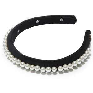 Jet Pearl Embellished Gigi Headband by Lele Sadoughi Black Velvet